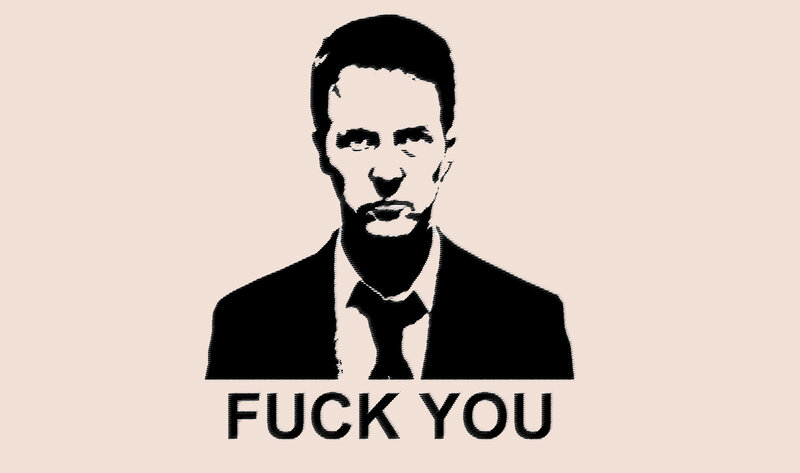 man in suit with text