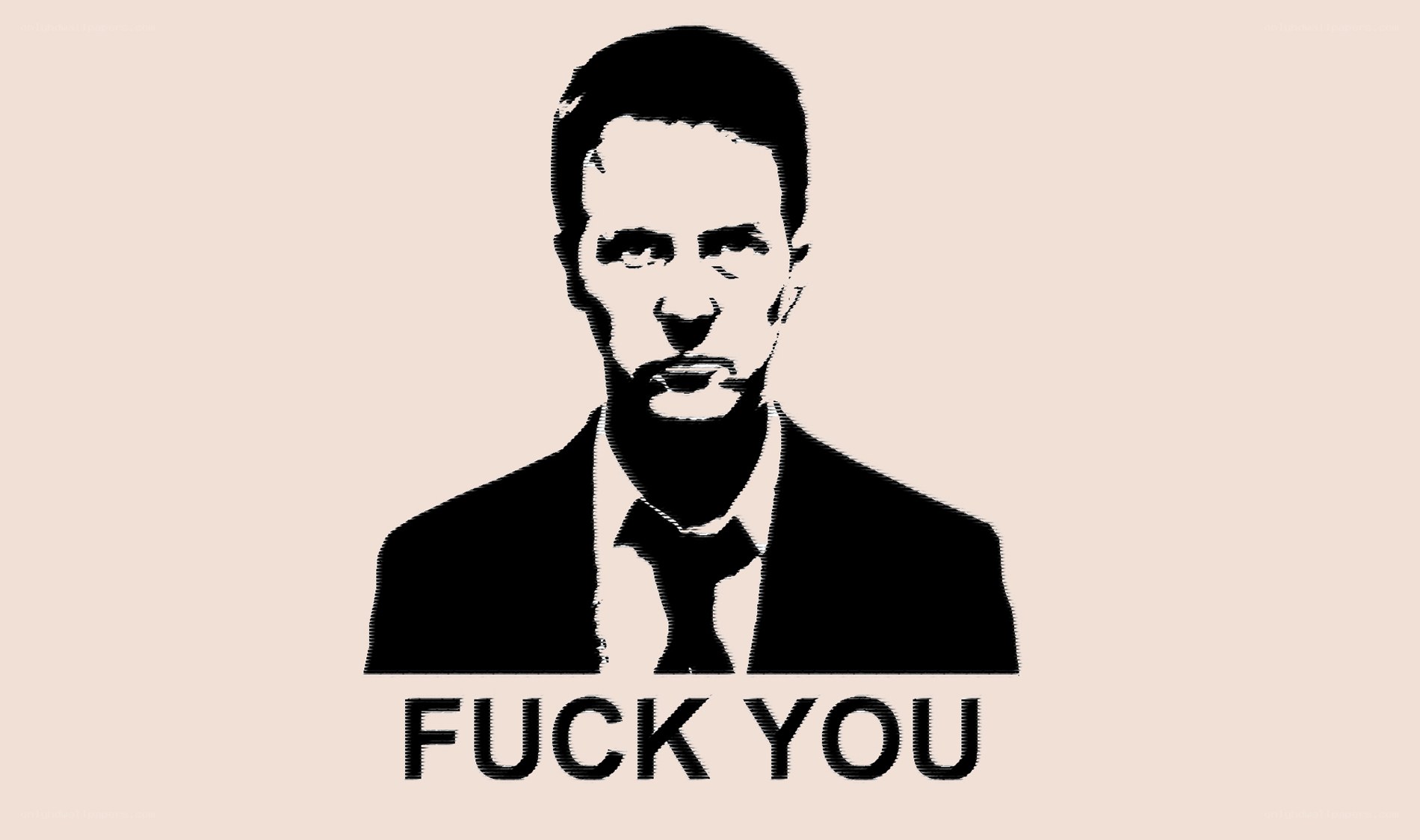 man in suit with text
