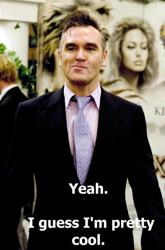Man in suit with text