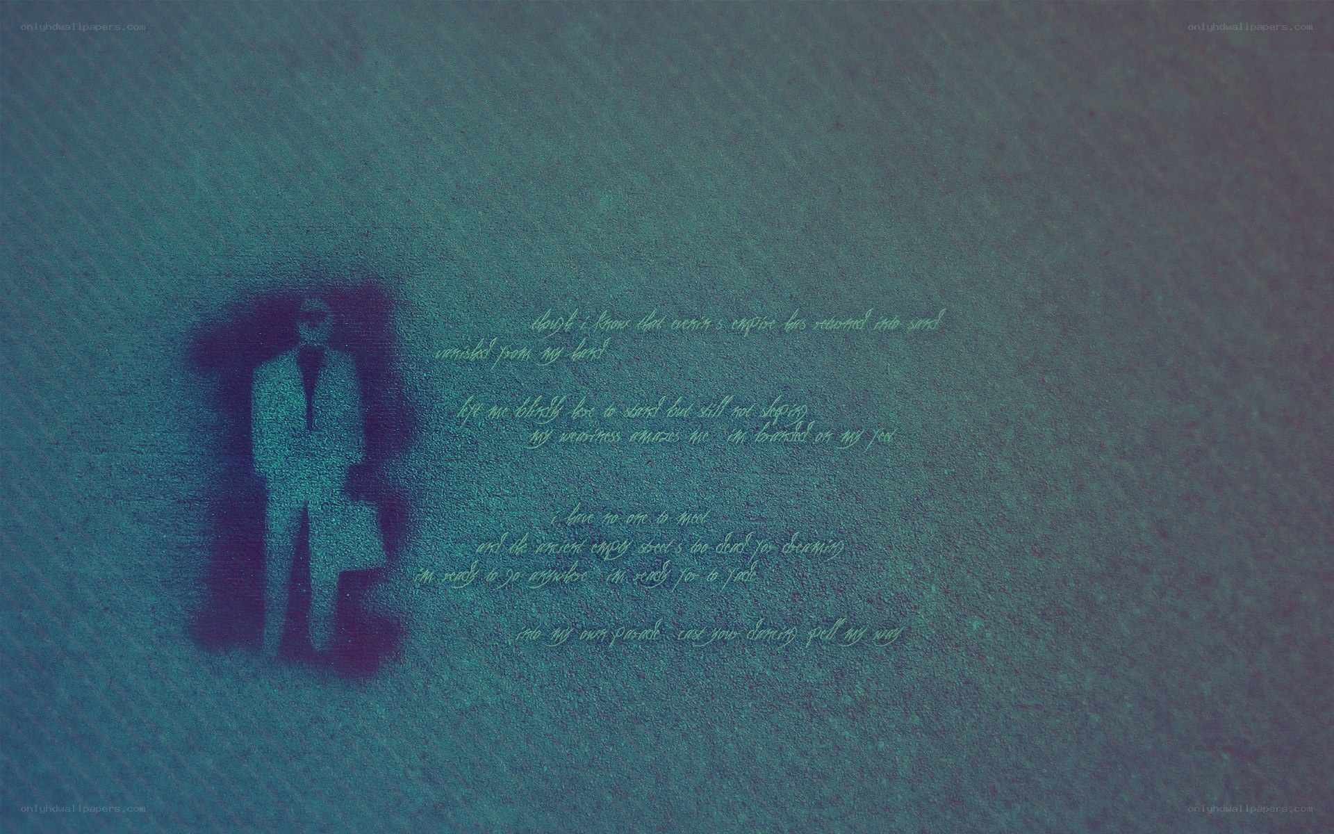 man in suit with text