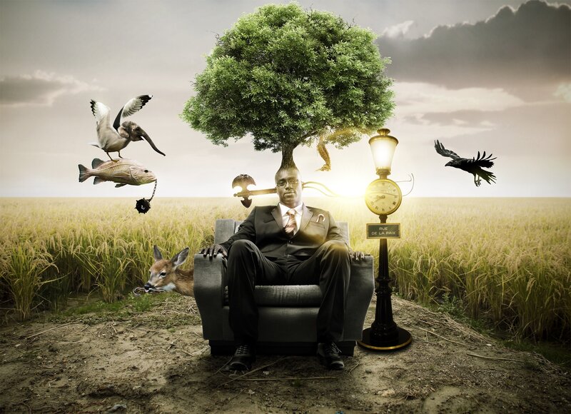 Man in Suit with Tree Head — Green