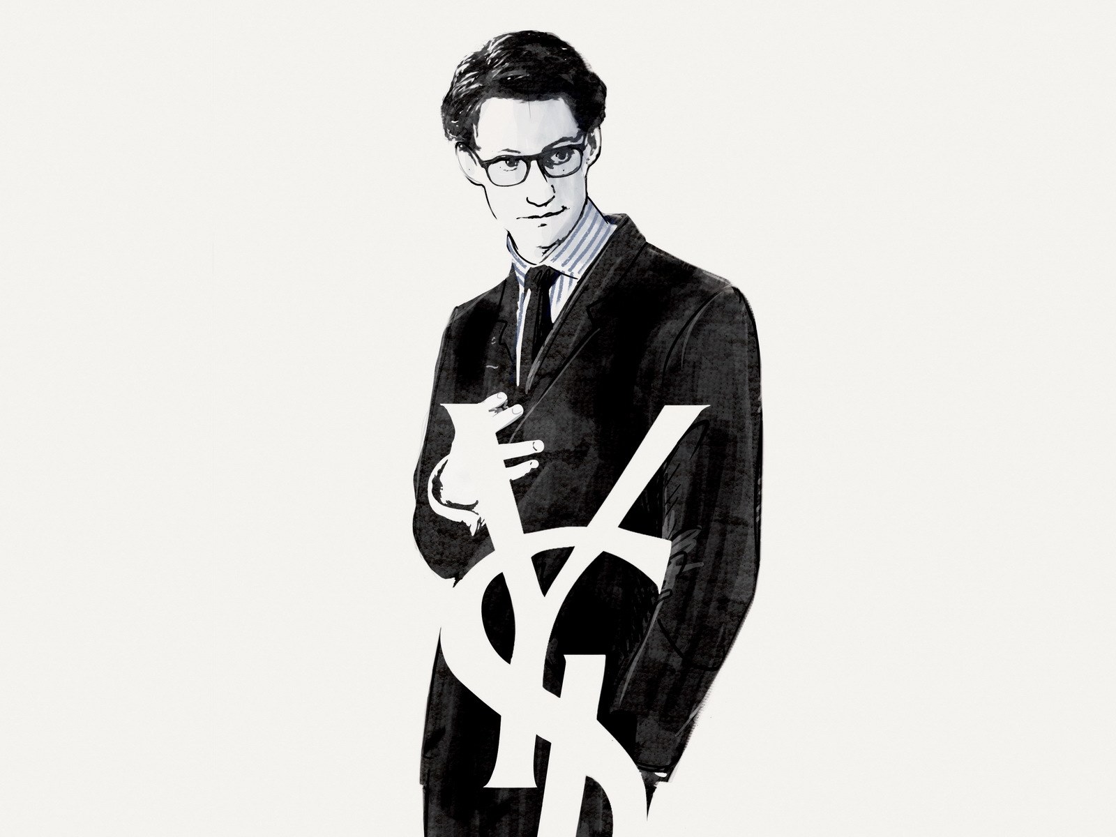 Man in suit with YSL logo