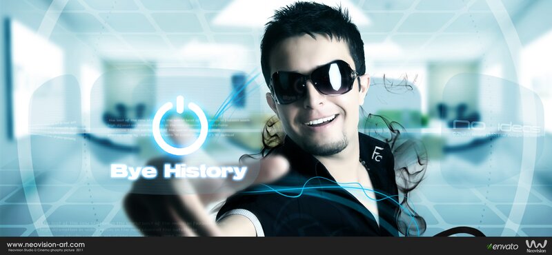 Man in sunglasses with digital interface