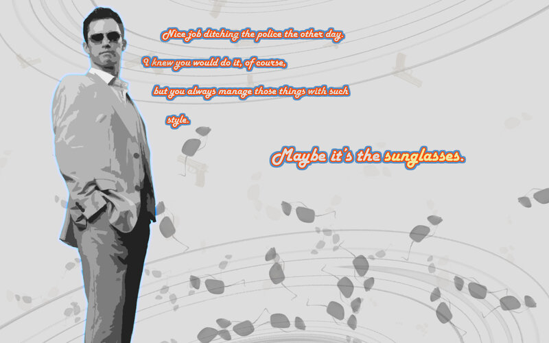 man in sunglasses with quote