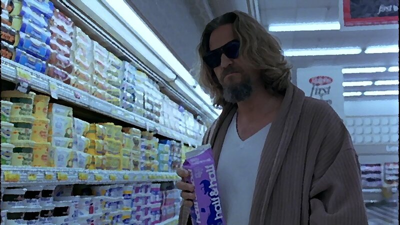 Man in Supermarket Aisle — Brown
