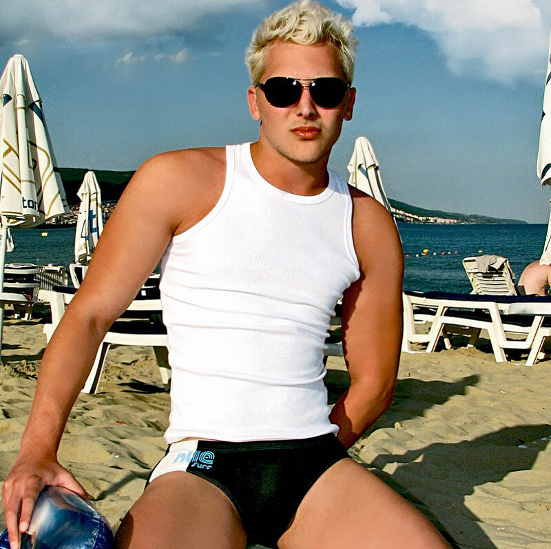 Man in swimwear at beach