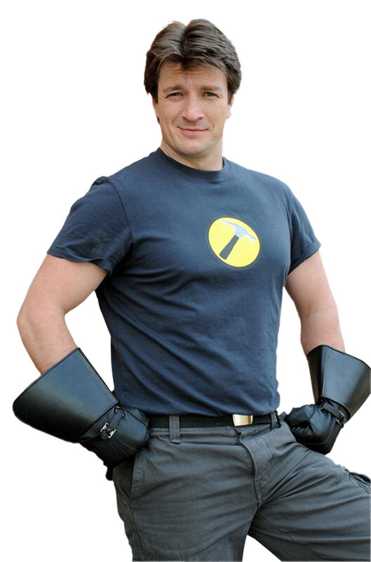 man in t-shirt with hammer logo