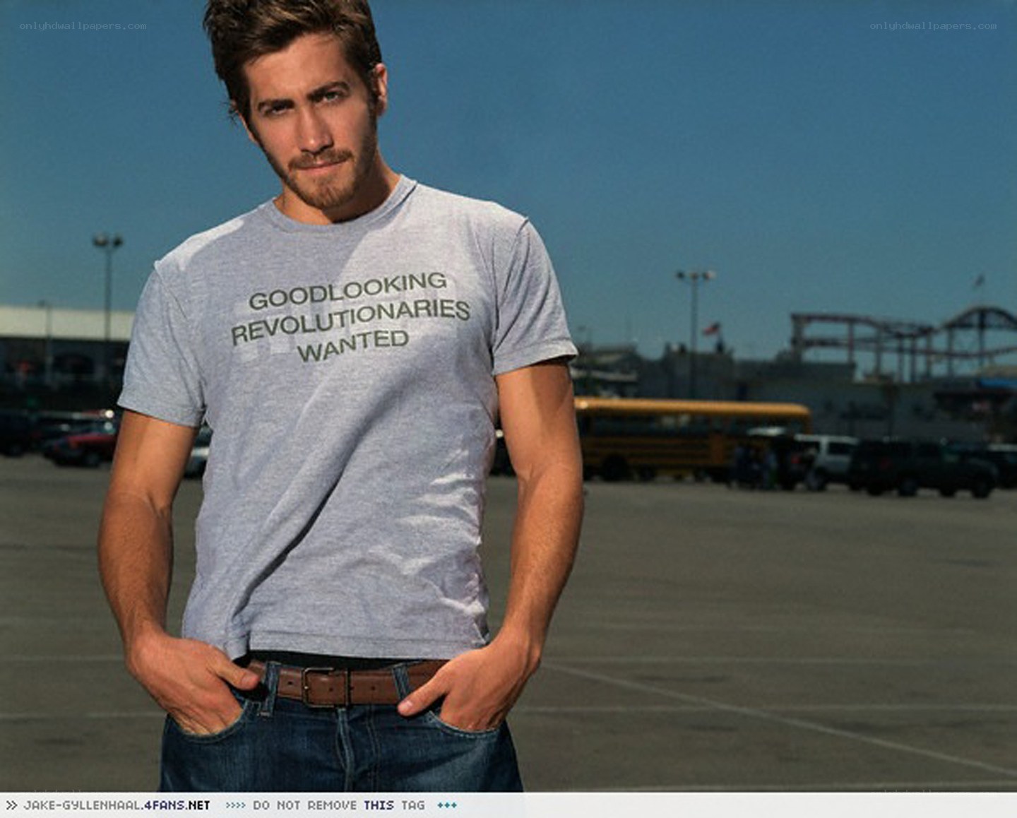 man in t-shirt with text