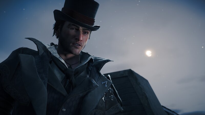 Man in Top Hat — Blue, Dramatic, Night