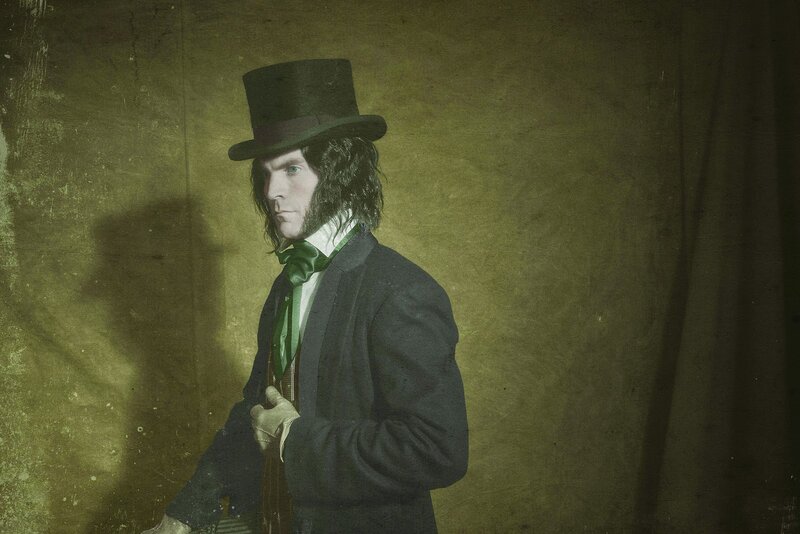 Man in Top Hat — Green, Dramatic, Photograph