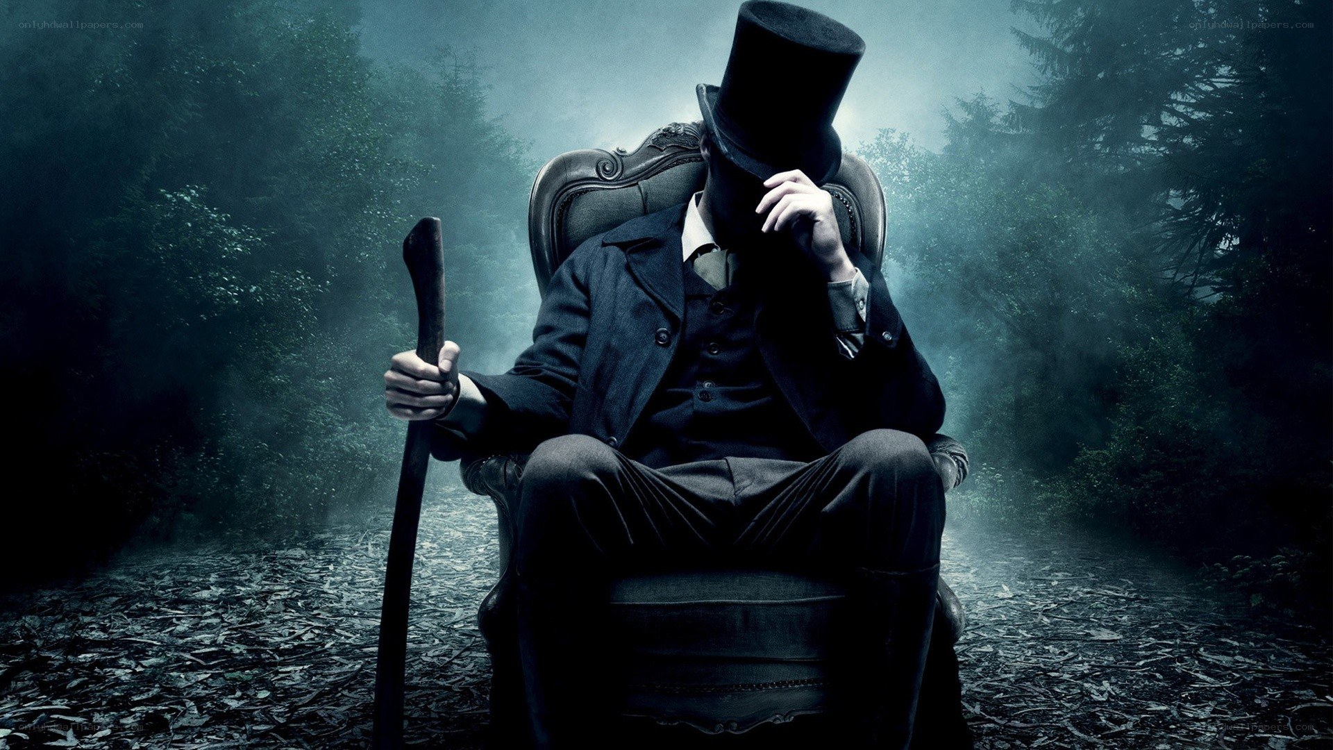 Man in top hat on throne