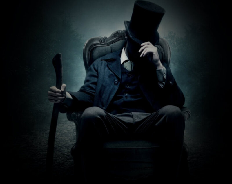 Man in Top Hat Sitting — Black, Dark