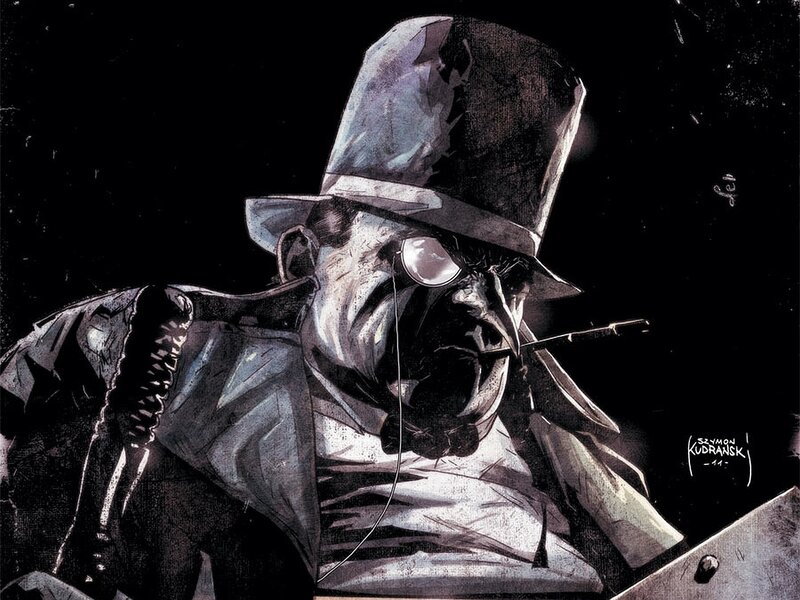 Man in Top Hat Smoking — Black, Dramatic, Night
