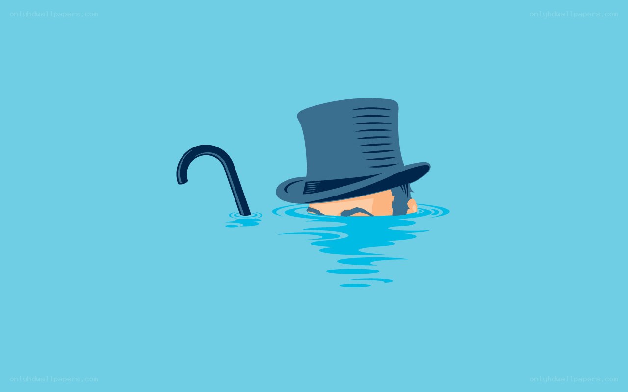 man in top hat underwater