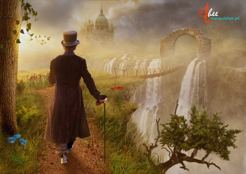 Man in Top Hat Walking — Green
