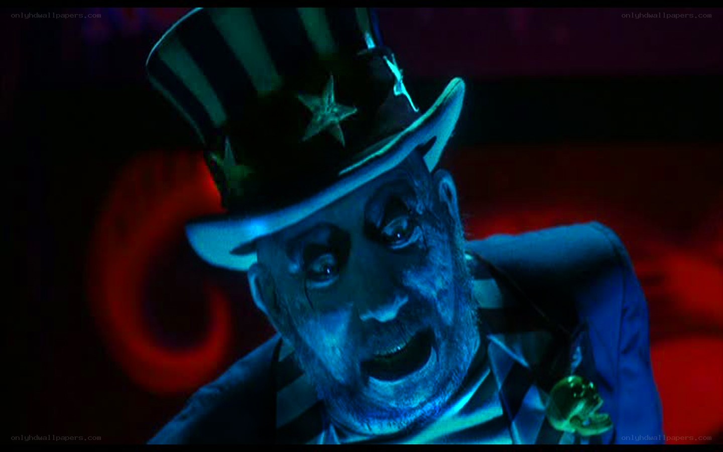 man in top hat with blue lighting