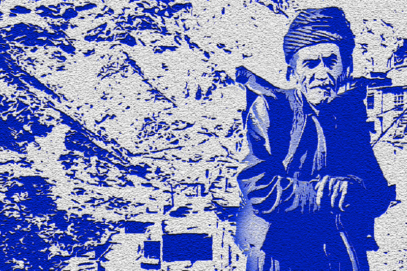 Man in Traditional Clothing — Blue, Dramatic