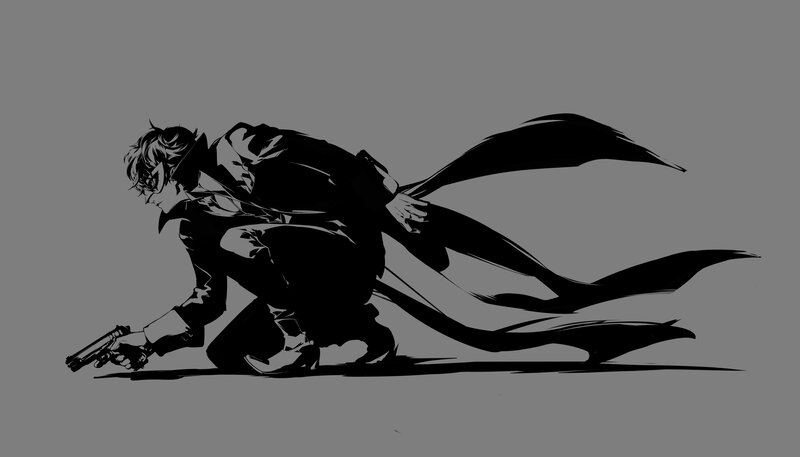 Man in Trench Coat — Black, Dramatic, Manga