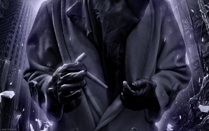 man in trench coat holding knife