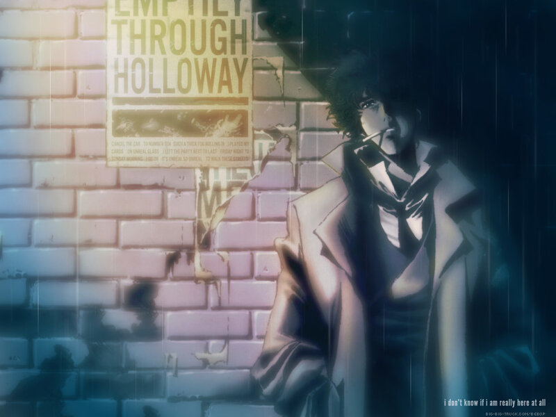 Man in trench coat on rainy street