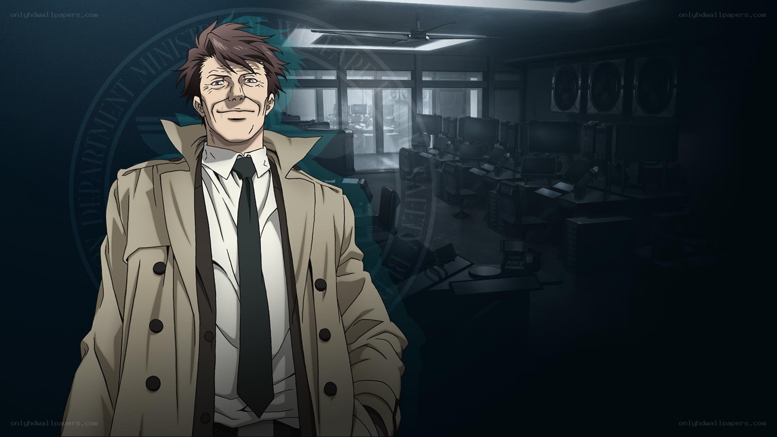 Man in trench coat smiling