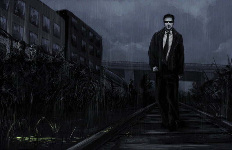man in trench coat walking on tracks