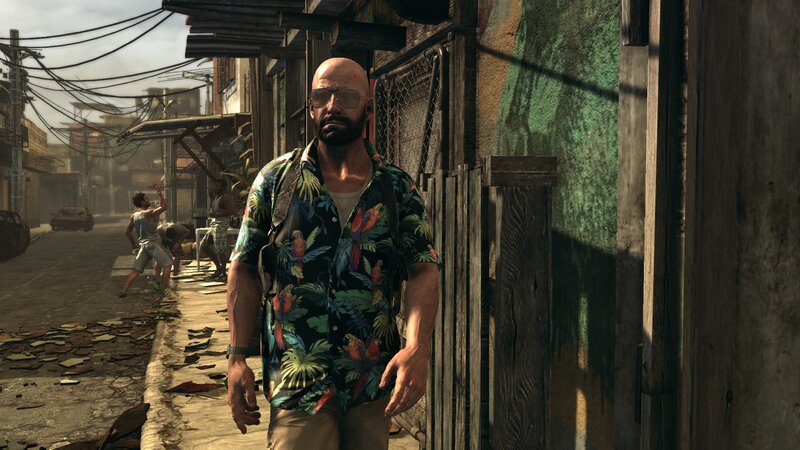 Man in tropical shirt on street