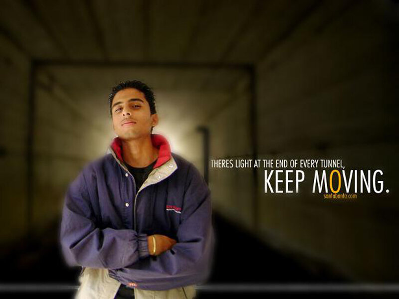 man in tunnel with motivational quote