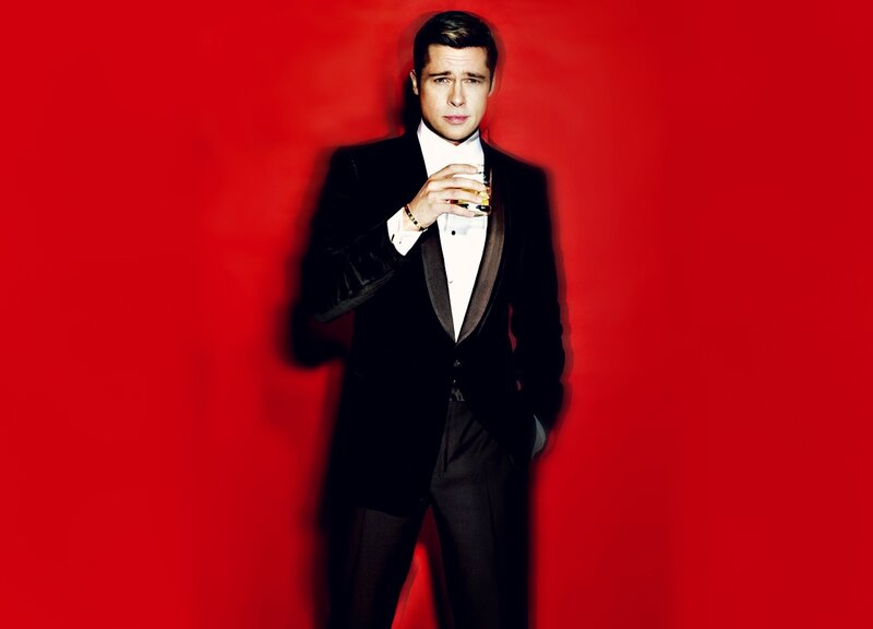 Man in Tuxedo Holding Glass — Red