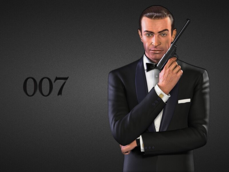 Man in Tuxedo Holding Gun — Black, Serious, 3d Render