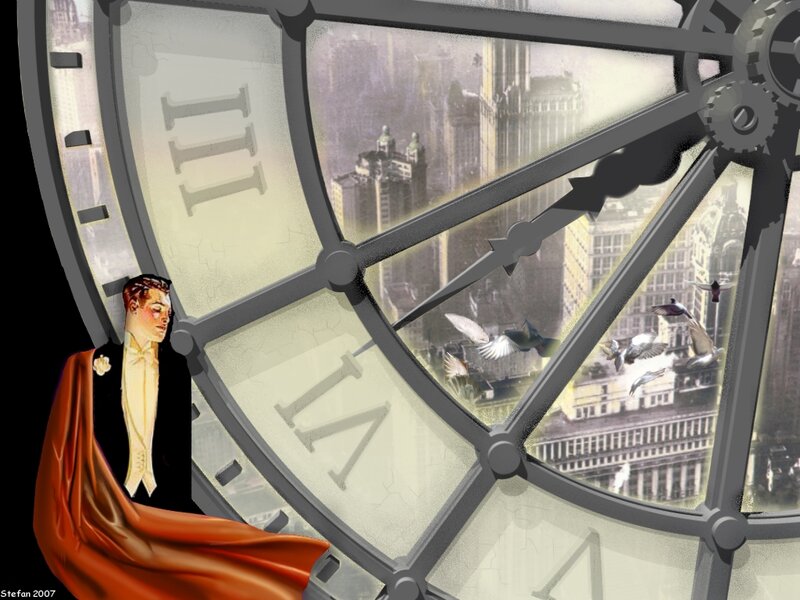 Man in Tuxedo on Clock