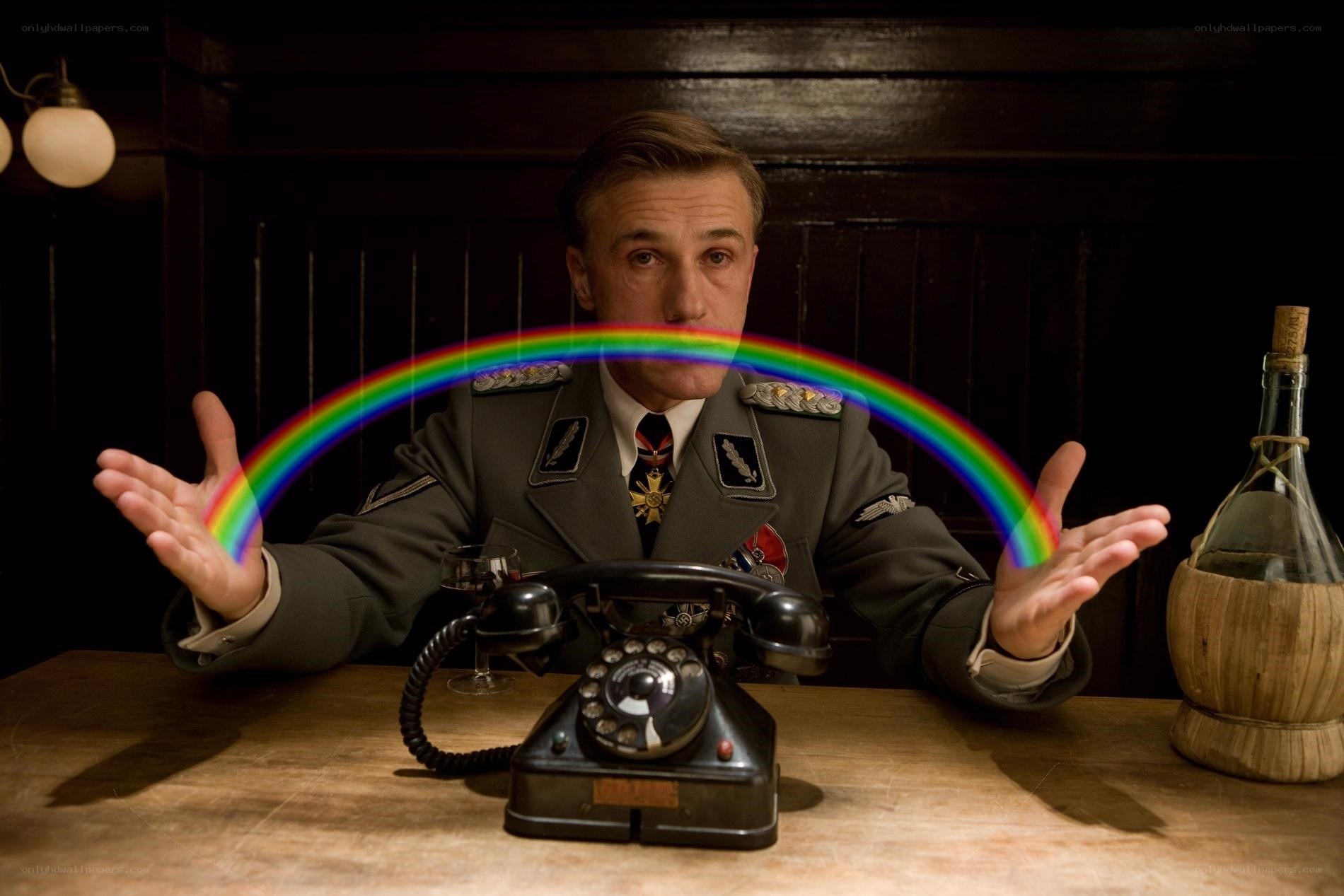 Man in uniform with rainbow