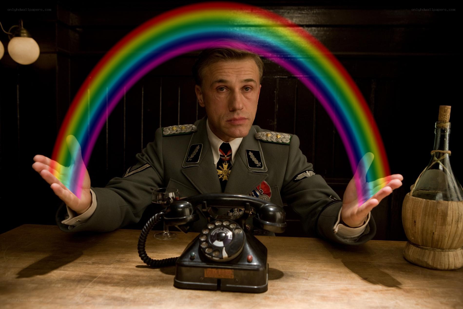 Man in uniform with rainbow