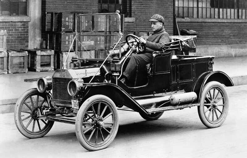 Man in Vintage Car — Black
