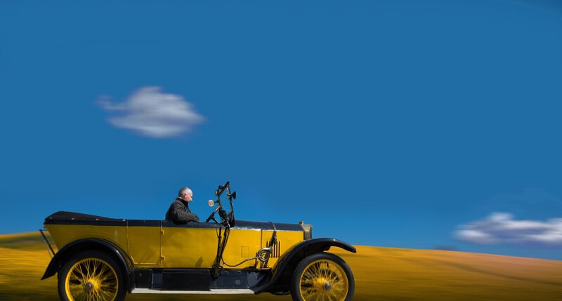 Man in Vintage Car — Blue