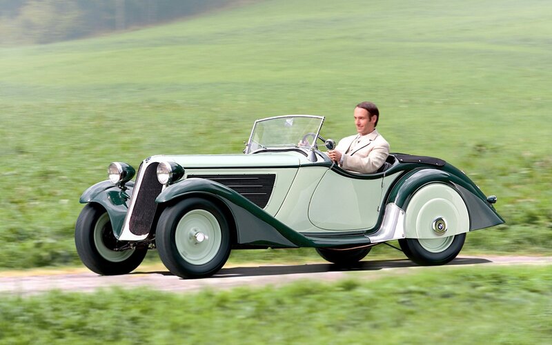 Man in Vintage Car — Green