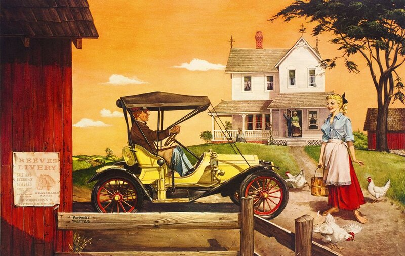 Man in Vintage Car — Yellow