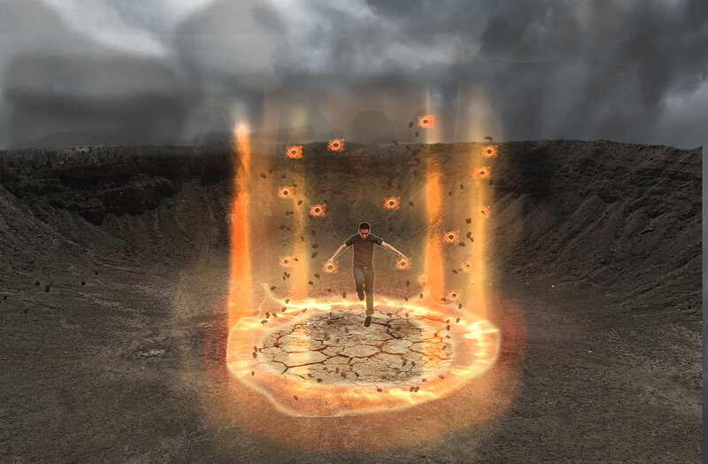 Man in Volcanic Crater