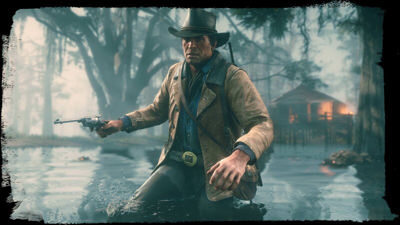 Man in Water Holding Gun