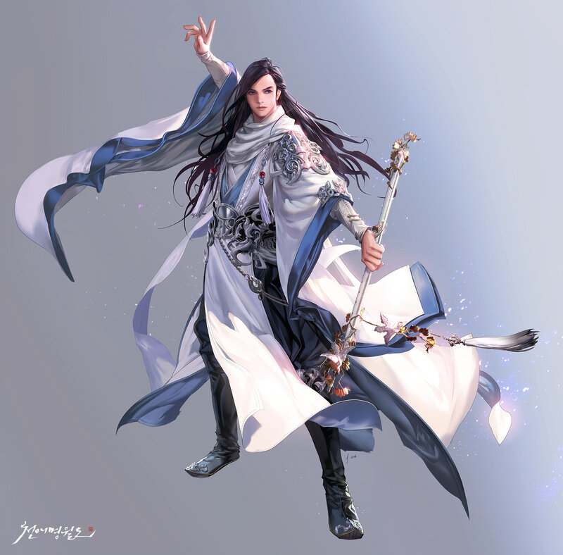 Man in White and Blue Robes