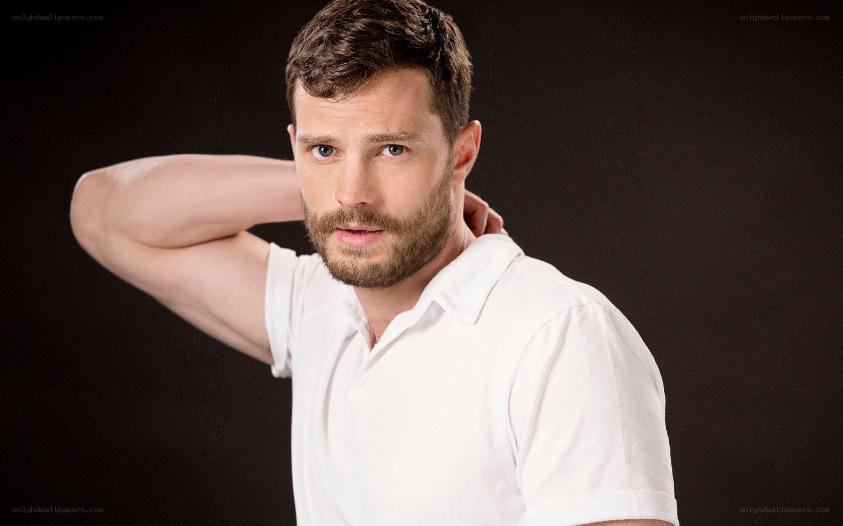 man in white polo shirt
