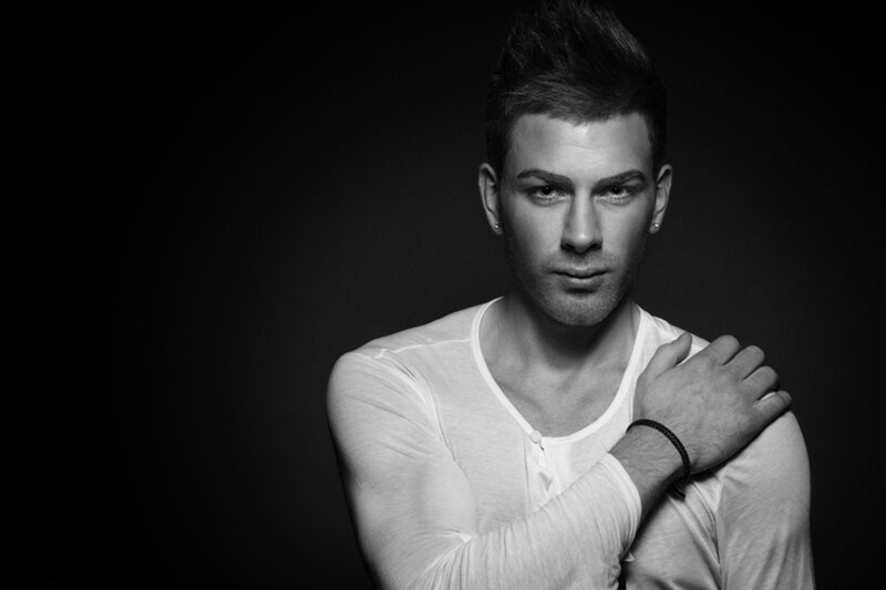 Man in White Shirt — Black, Dramatic, Photograph, Earring