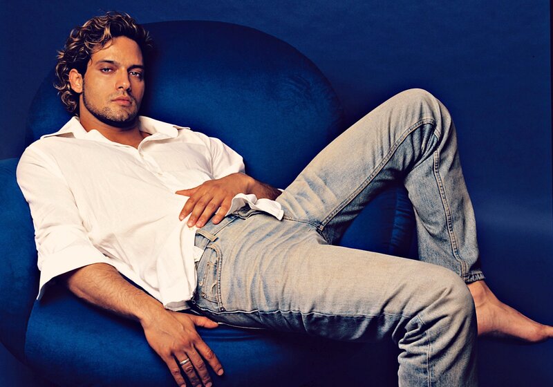 Man in White Shirt — Blue, Relaxed