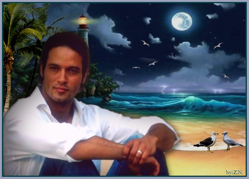 Man in White Shirt — Blue, Serene, Night