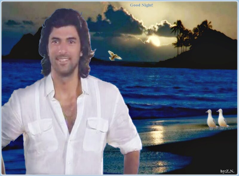 Man in White Shirt — Blue, Serene, Sunset