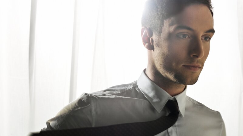 Man in White Shirt — Dramatic, Photograph, Tie, Window