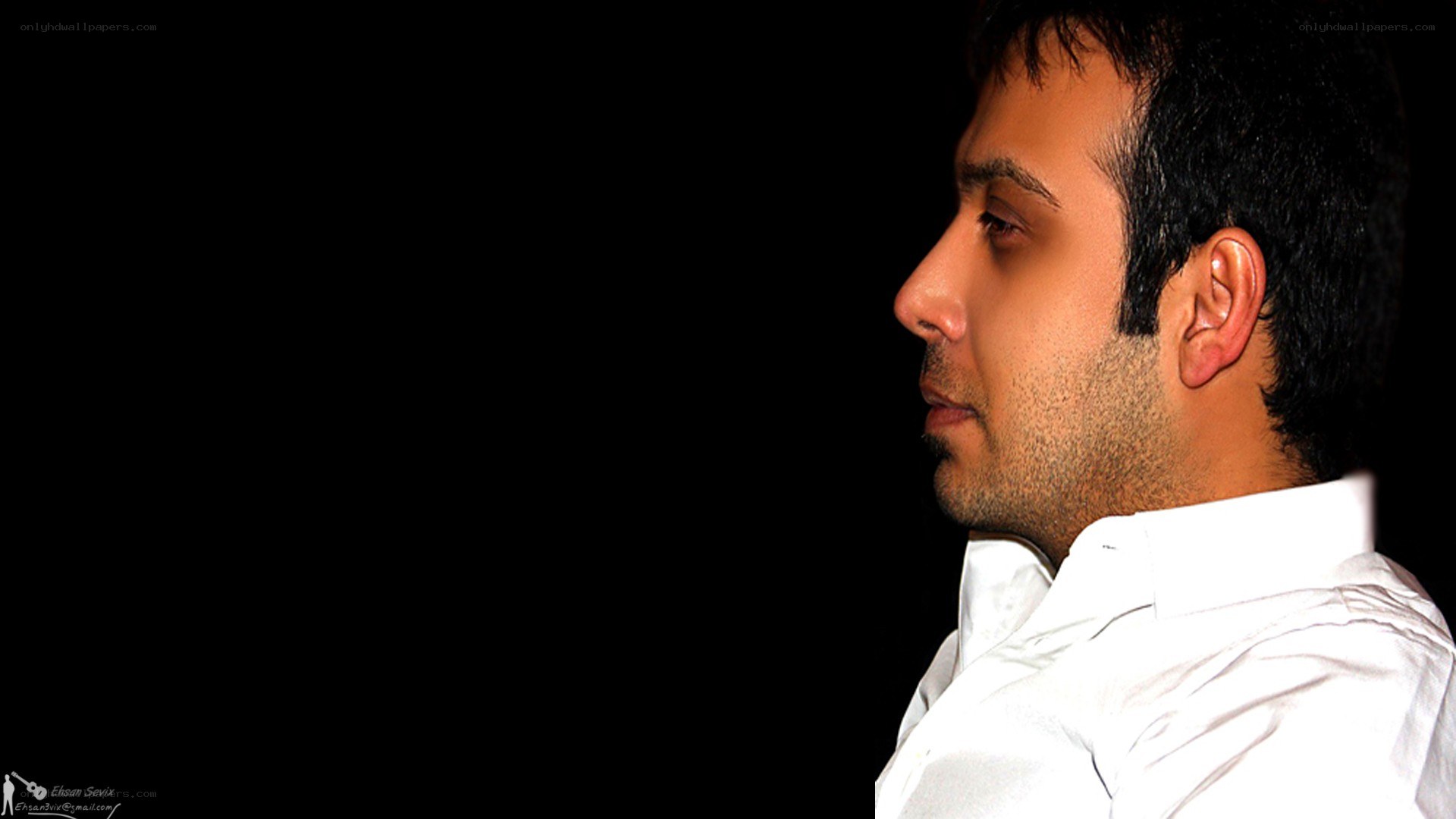 man in white shirt profile