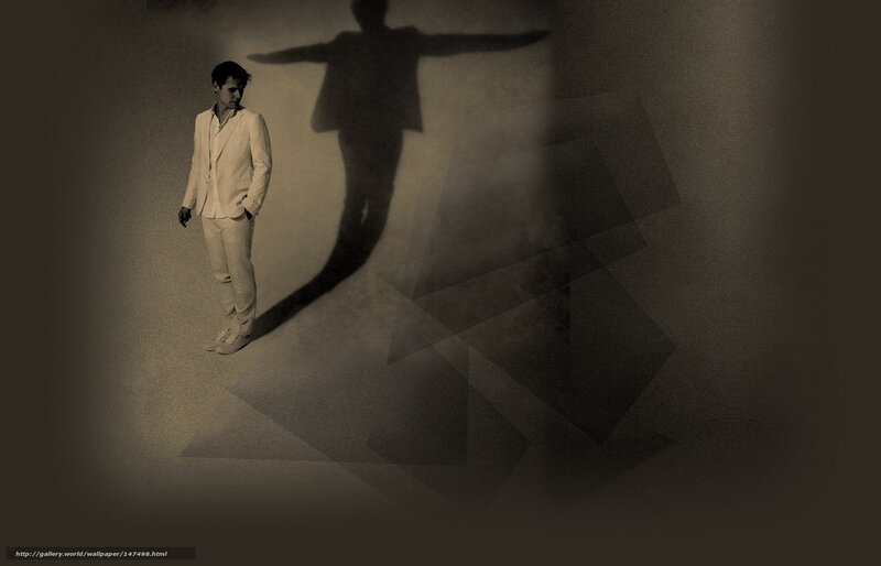 man in white suit with shadow