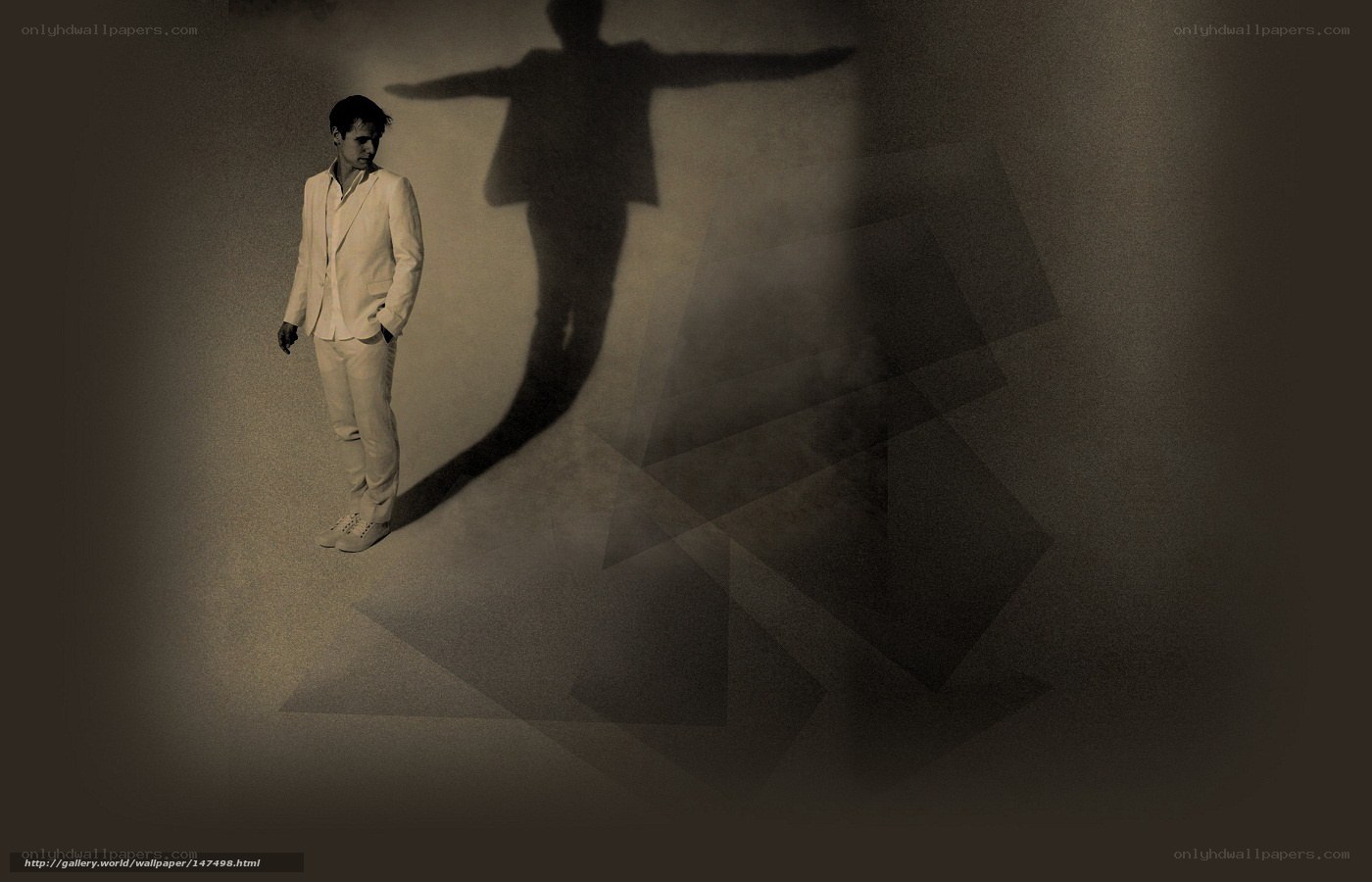 man in white suit with shadow
