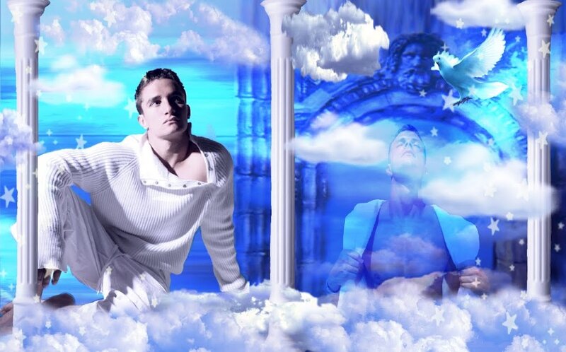 Man in White Sweater — Blue
